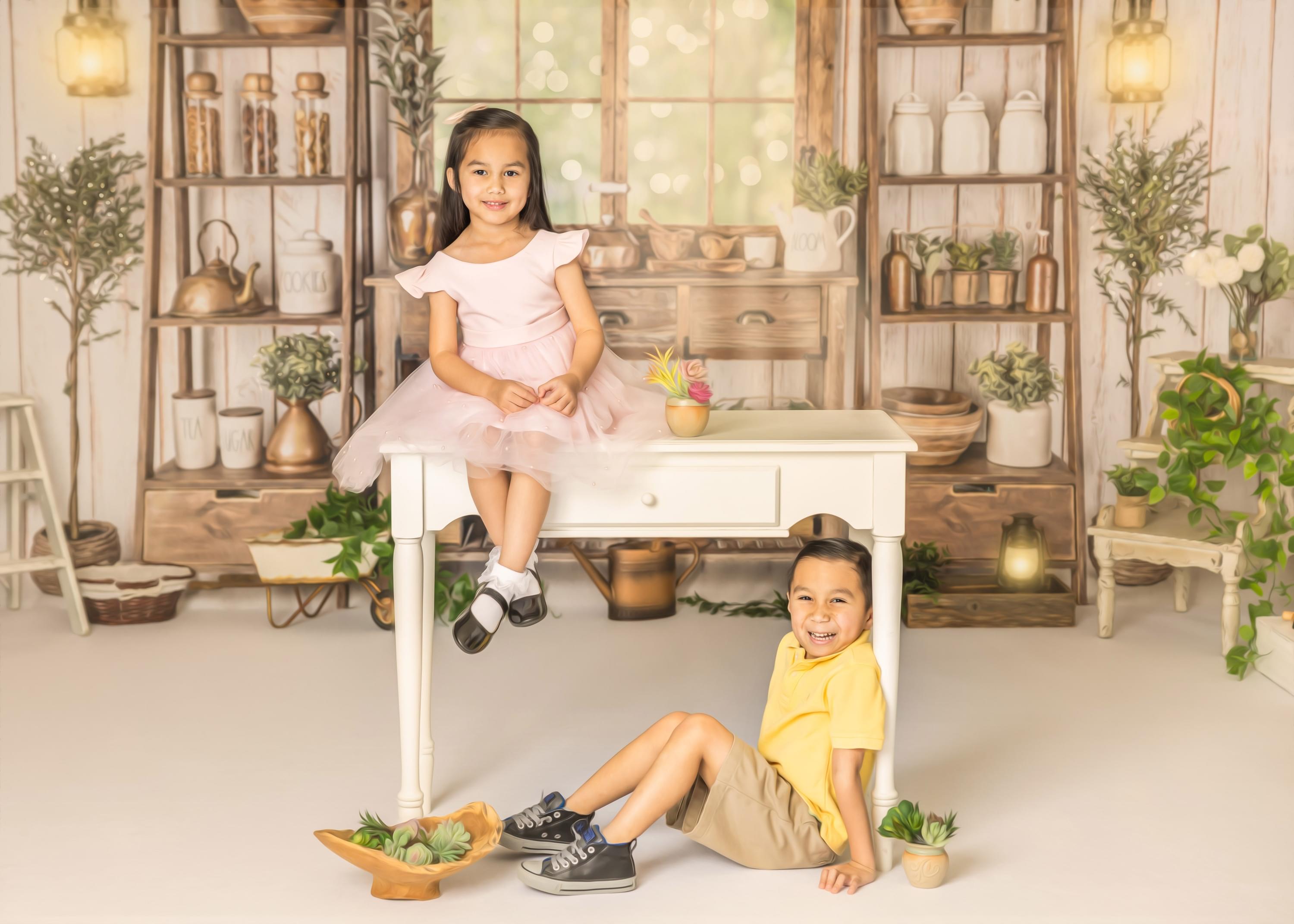 Spring-Kitchen-Table-Succulents-Potted Plants-Greens